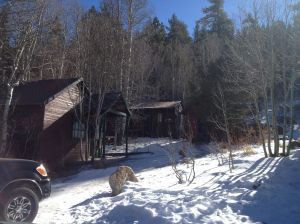 We stayed in the far cabin, enjoying snow with diamond dust sparkling in the moonlight.