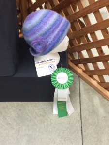 I won a blue ribbon and a green "best in section" ribbon for the felted objects section.